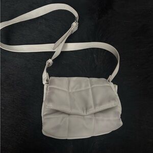 Mango White Quilted Crossbody Bag